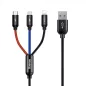   Baseus 3 az 1-ben Micro B / USB C / Lightning kábel 1.2m fekete (CAMLT-BSY01)