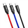 Baseus 3 az 1-ben Micro B / USB C / Lightning kábel 1.2m fekete (CAMLT-BSY01)