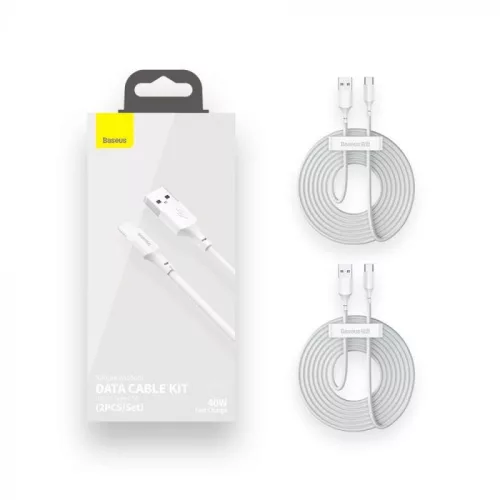Baseus Type C - USB 2.0 5A kábel 1.5 fehér - 2 db (TZCATZJ-02)