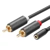 UGREEN 2db RCA apa - 2db 3.5 jack anya átalakító kábel 0.25m (10561)