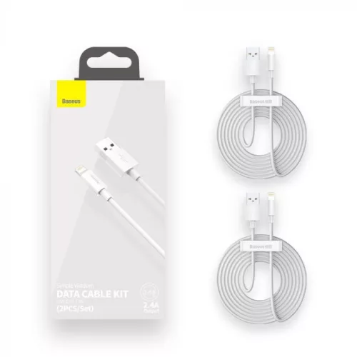 Baseus iPhone Lightning 2.4A kábel 1.5m fehér - 2 db (TZCALZJ-02)
