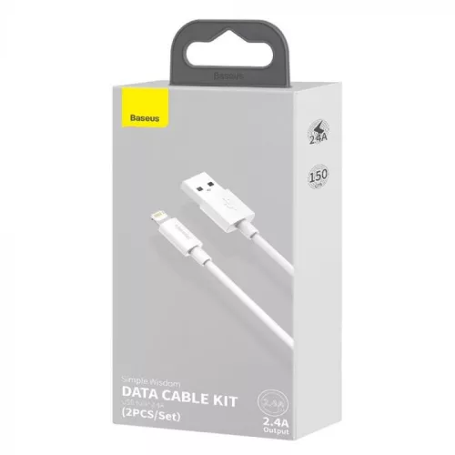 Baseus iPhone Lightning 2.4A kábel 1.5m fehér - 2 db (TZCALZJ-02)