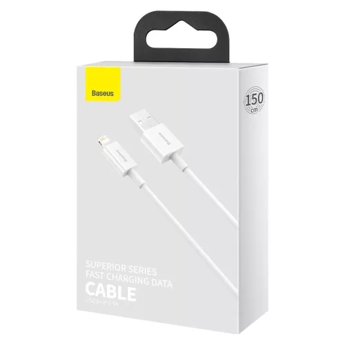 Baseus iPhone Lightning 2.4A kábel 1.5m fehér (CALYS-B02)