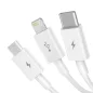   Baseus 3 az 1-ben Micro B / USB C / Lightning kábel 1.5m fehér (CAMLTYS-02)