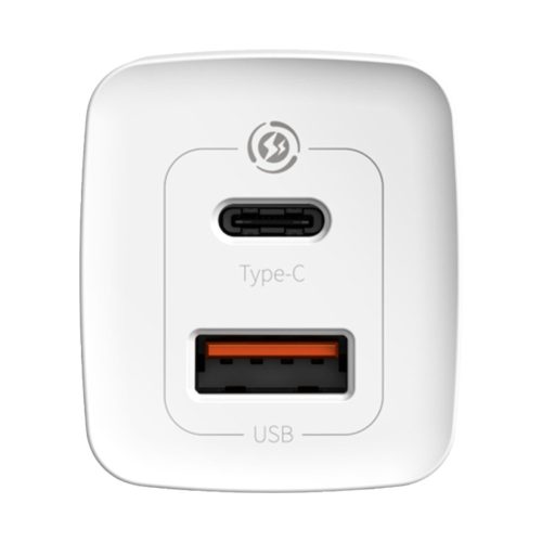 Baseus GaN2 USB + USB C 65W töltő fehér (CCGAN2L-B02)