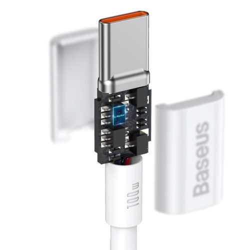Baseus USB C 5A 100W kábel 1m fehér (CATYS-B02)