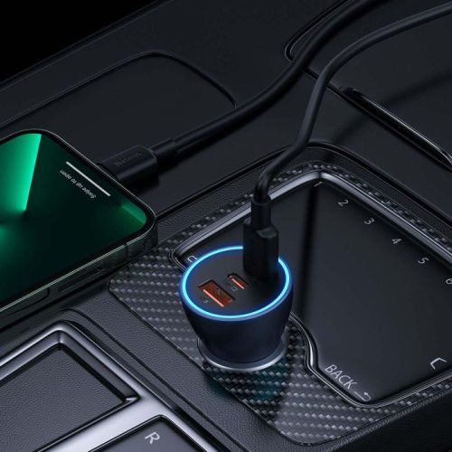 Baseus 2db USB C 1db USB portos QC autós töltő adapter (CGJP010013)