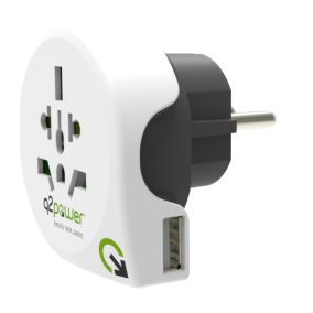  Q2 power World to Europe utazó adapter + USB 2.1A (1.100110)