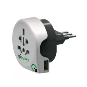 Q2 power World to Italy utazó adapter + USB 2.1A (1.100190)