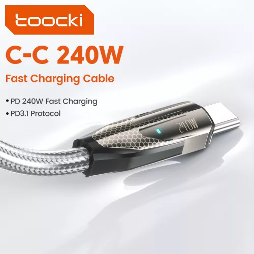 Toocki USB-C 5A 240W PD kábel digitális kijelzővel 2m (20100031)