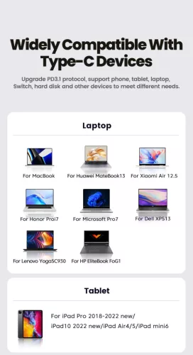 Toocki USB-C 5A 240W PD kábel digitális kijelzővel 2m (20100031)