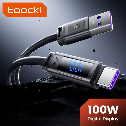 Toocki Melting USB A - USB-C 100W szilikon kábel kijelzővel 2m (10100191)