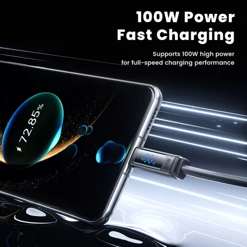 Toocki Melting USB A - USB-C 100W szilikon kábel kijelzővel 2m (10100191)