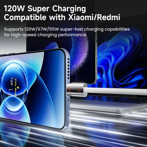 Toocki USB-A – USB-C Xiaomi gyorstöltő kábel 120W 1m (10100203)