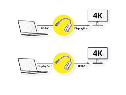 Roline USB-C - DisplayPort 4K 60Hz kétirányú átalakító (11.04.5957)