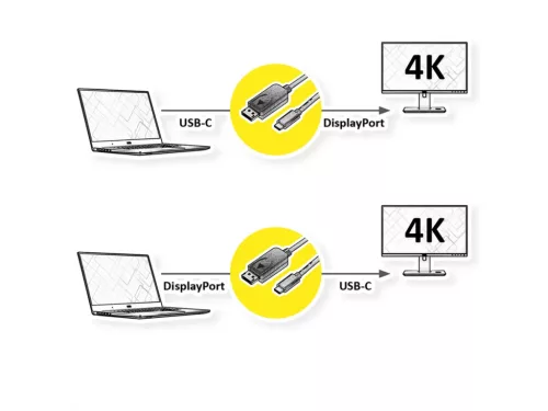 Roline USB C - Displayport 4K 60HZ kétirányú kábel 2m (11.04.5958)