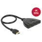   Delock HDMI 4K átkapcsoló 3x HDMI - 1x HDMI integrált kábellel (18600)