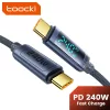 Toocki USB-C 5A 240W PD kábel digitális kijelzővel 2m (20100031)