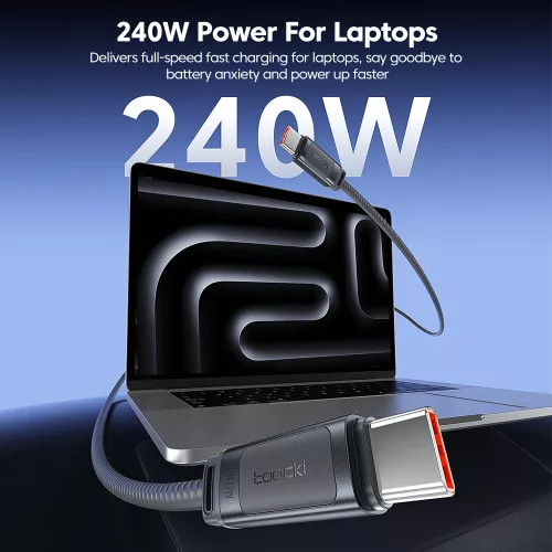 Toocki USB C 5A 240W szilikon kábel 1m (20100152)