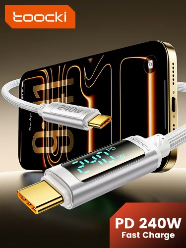 Toocki USB-C 5A 240W PD kábel digitális kijelzővel 2m (20100160)