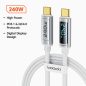 oocki USB C 5A 240W PD kábel digitális kijelzővel 1m (20100030)