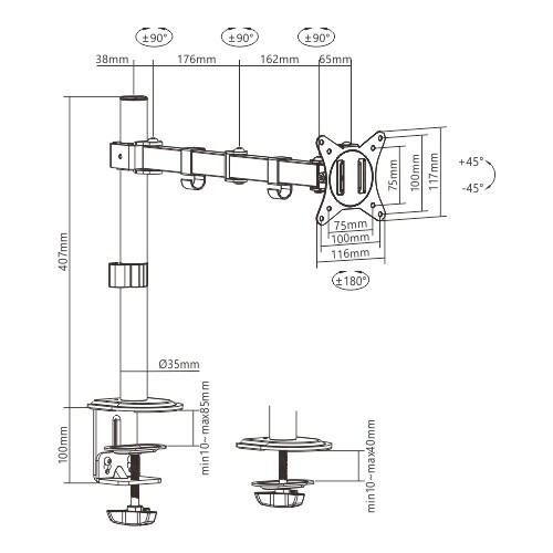 Gembird asztali monitortartó 17 - 32" (MA-D1-01)