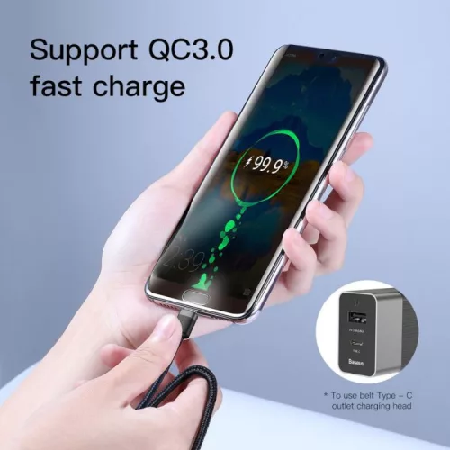 Baseus USB C 3A QC 60W kábel 1m fekete (CATKLF-G91)