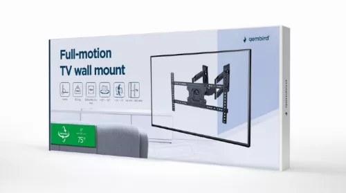 Gembird kétkarú fali TV tartó állvány 32 - 75” VESA 600x400 (WM-75ST-02)
