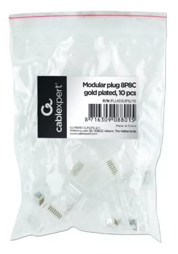Gembird RJ45 UTP Cat5e csatlakozó dugó, 10db (PLUG3UP6/10)