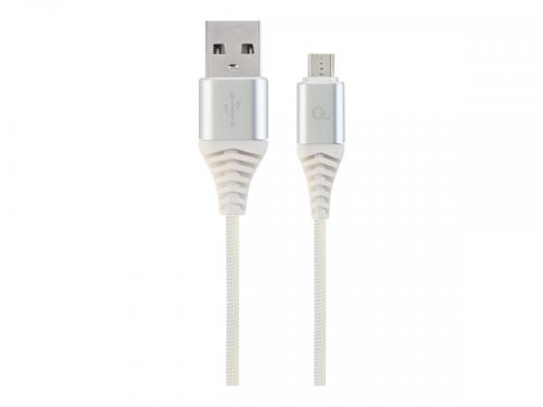 Gembird Prémium micro USB 2.1A kábel 2m ezüst (CC-USB2B-AMMBM-2M-BW2)