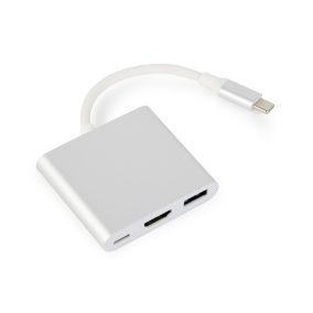 Gembird USB C - HDMI, USB 3.0, USB C átalakító adapter (A-CM-HDMIF-02-SV)