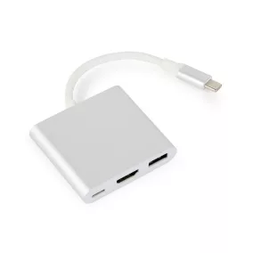 Gembird USB C - HDMI, USB 3.0, USB C átalakító adapter (A-CM-HDMIF-02-SV)