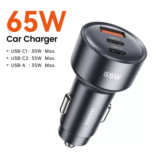 Toocki 2db USB C + USB A autós töltő 65W adapter (40130004)