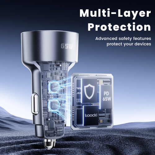 Toocki 2db USB C + USB A autós töltő 65W adapter (40130004)