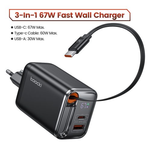 Toocki USB + USB C 67W GaN gyorstöltő adapter (401400010)