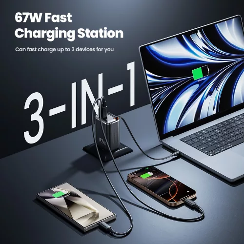 Toocki USB + USB C 67W GaN gyorstöltő adapter (401400010)
