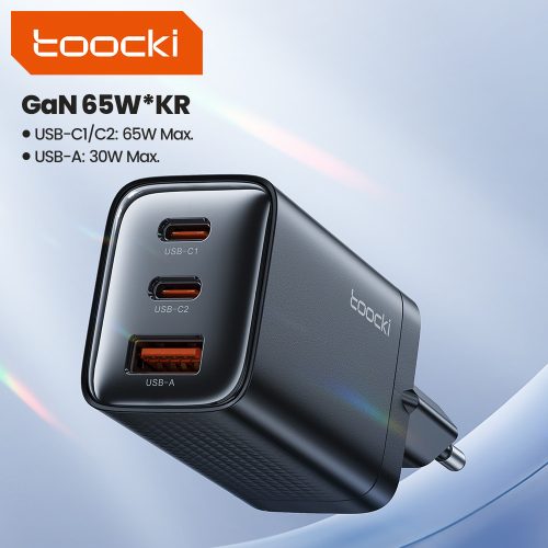 Toocki USB + 2db USB C 65W GaN gyorstöltő adapter (40140001)