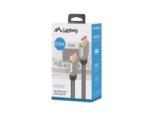 Lanberg Prémium HDMI 2.1 8K 60Hz kábel 0.5m (CA-HDMI-30CU-0005-BK)