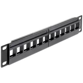   Delock 10" keystone patch panel 12 portos, fekete (43259)