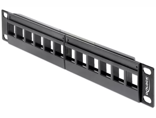 Delock 10" keystone patch panel 12 portos, fekete (43259)