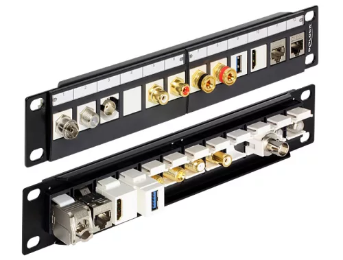 Delock 10" keystone patch panel 12 portos, fekete (43259)