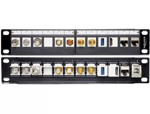 Delock 10" keystone patch panel 12 portos, fekete (43259)