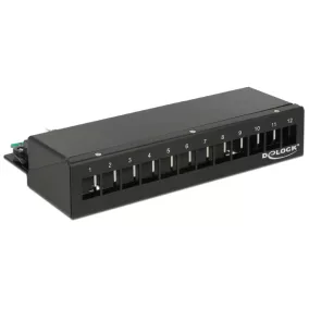   Delock Keystone Számítógép Patch Panel 12 Port, fekete (43339)