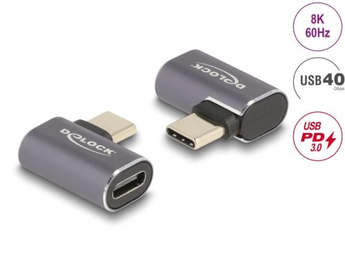 Delock USB C PD 40Gbit/s 8K 60Hz balos/jobbos adapter (60047)