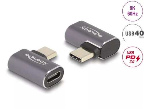 Delock USB-C PD 40 Gbit/s 8K 60Hz balos/jobbos adapter (60047)
