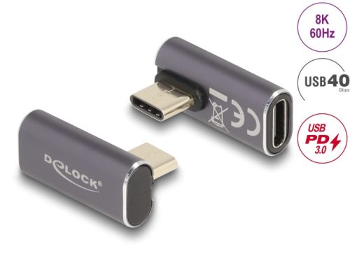 Delock USB C PD 40Gbit/s 8K 60Hz 90 fokos elforgatott adapter (60048)