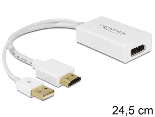 Delock HDMI apa + USB apa to Displayport anya átalakító adapter (62496)