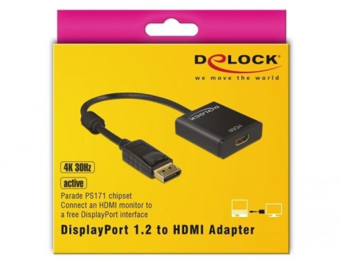 Delock DisplayPort apa 1.2 - HDMI anya adapter, fekete (62607)