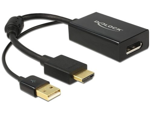 Delock HDMI apa + USB apa to Displayport 1.2 anya átalakító adapter (62667)