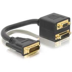 Delock Adapter DVI-I dugó - DVI-I és VGA aljzat (65052)